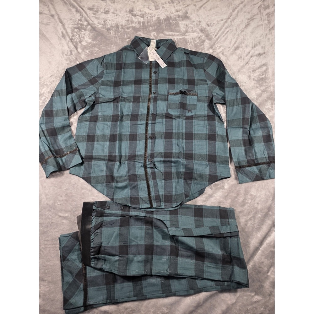 NWT Victoria Secret Green Plaid Pajama Set‎ Small, LS Top/Pants w/pockets